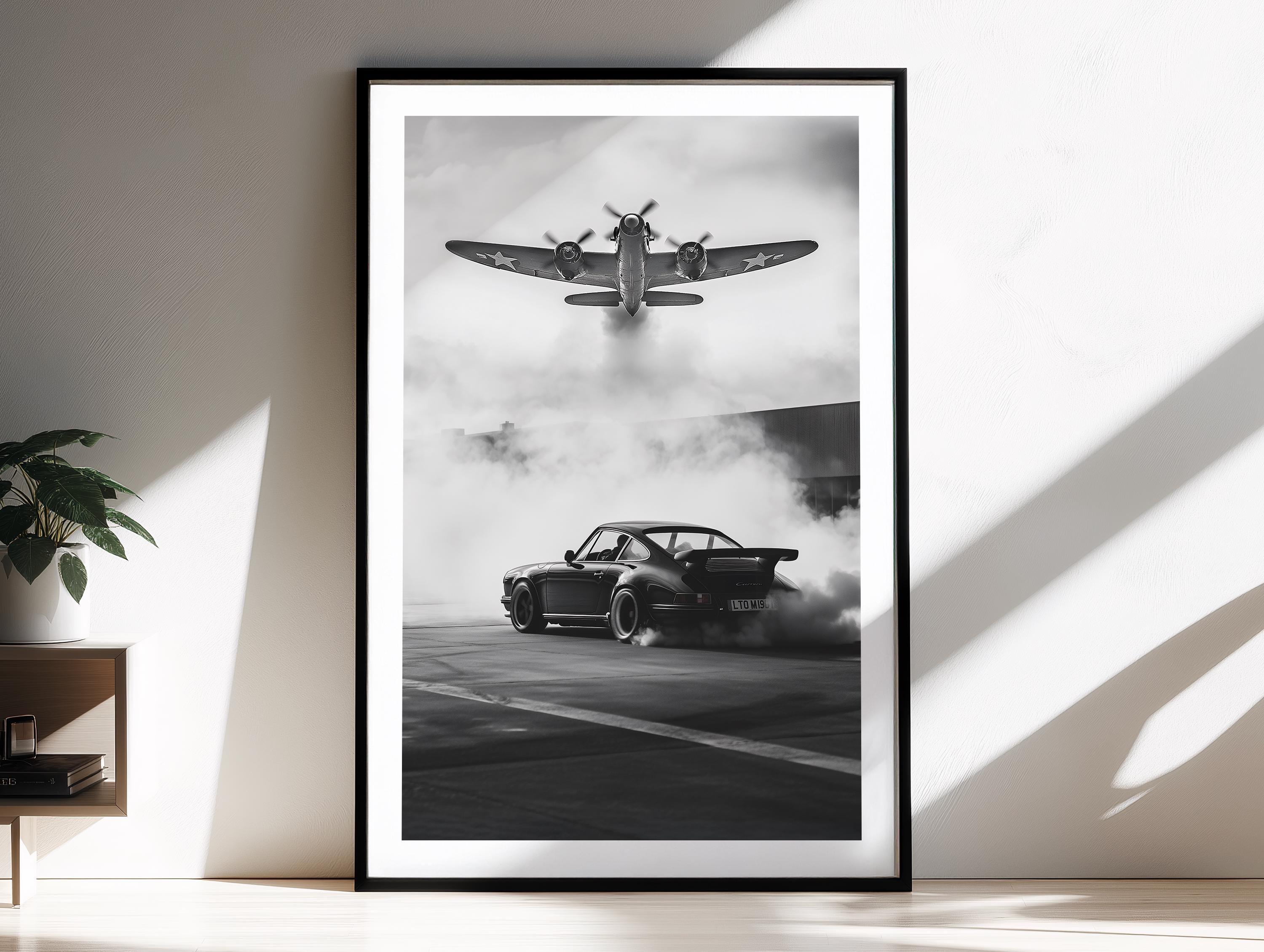 洋書 LIVING IMAGES by Polge (Signed) Framed Porsche 964 Turbo Print – Warplane Aviation Wall Art