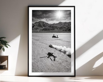 Impresión enmarcada de Audi Quattro S1 / Arte de aviación de helicópteros Apache / Arte automotriz en blanco y negro / Fotografía cinematográfica de automóviles / Impresión de bellas artes