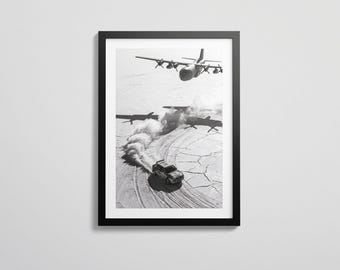 Impresión del Lancia Delta Integrale / Arte de aviación del C-130 Hércules / Arte automotriz en blanco y negro / Fotografía cinematográfica / Descarga digital