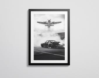 Impresión del Porsche 964 Turbo: Póster de aviación de combate / Arte mural de coches clásicos / Decoración cinematográfica para el hogar / Regalo para él / Descarga digital