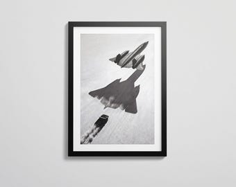 Impresión del BMW M1 de 1979 / Arte de aviación del SR-71 Blackbird / Arte mural automotriz en blanco y negro / Fotografía cinematográfica de autos / Descarga digital