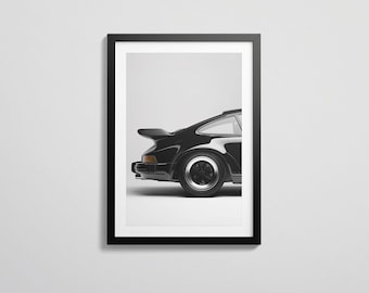 Impresión del Porsche 964 Turbo: Arte mural de coches clásicos / Póster de coches en blanco y negro / Decoración cinematográfica para el hogar / Fotografía automotriz / Descarga digital