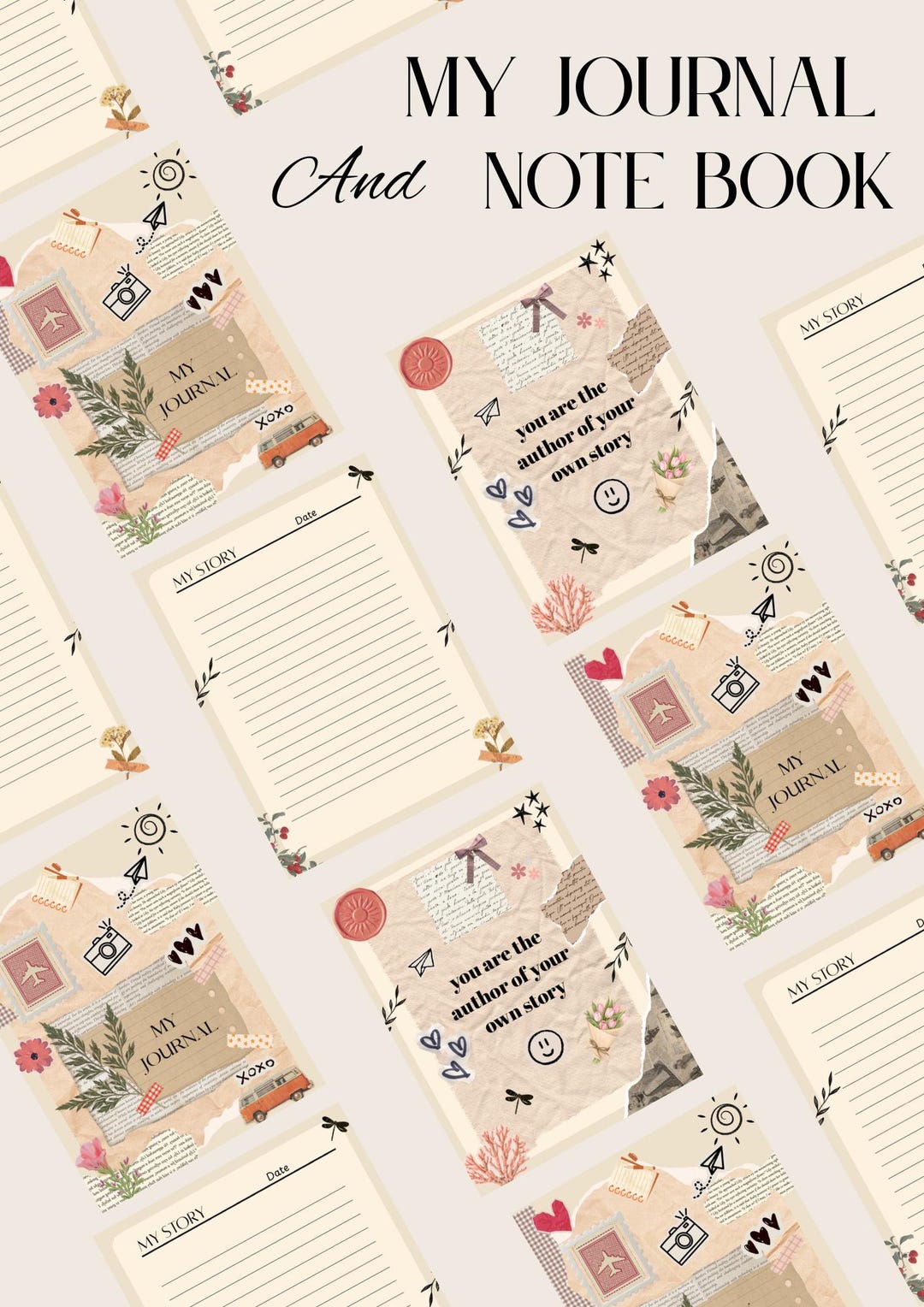 Journal Note Paper Printable Journal and Notebook, Printable PDF (digital Download) - Etsy