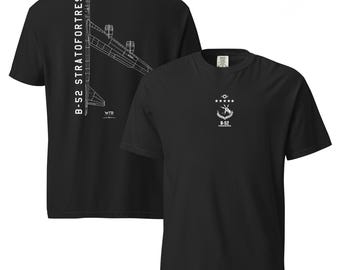 Boeing B-52 Stratofortress 'BUFF' T-shirt – Handgezeichnetes Schema – Langstreckenbomber der US Airforce.