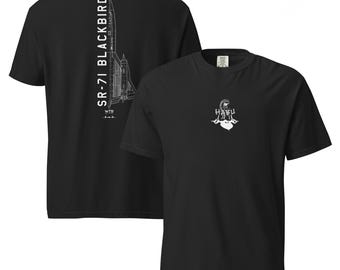 SR-71 Blackbird - Diseño HABU – Esquema de reconocimiento estratégico dibujado a mano, camiseta de algodón grueso.