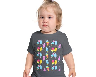 Colorful Baby T-Shirt with Ice Cream Design, Cute Toddler Tee, Summer Apparel, Birthday Gift, Baby Shower Present, Hot Day Treat