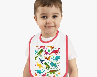 Dino Pattern Baby Bib, Fun Feeding Accessory for Boys and Girls, Cute Baby Shower Gift, Toddler Gear, Colorful Dinosaur Bibs, Playful