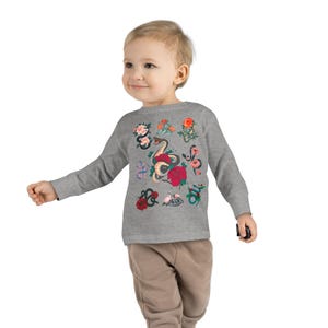 Colorful Toddler Long Sleeve Tee Floral Snakes Design, Cute Kids School Shirt, Baby Shower Gift, Spring Outfit, Toddler Halloween Fashion