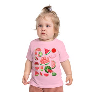 Watermelon Print Baby T-Shirt, Tropical Summer Baby Clothes, Toddler Summer Outfit, Cute Fruit Tee, Newborn Birthday Gift for Kids