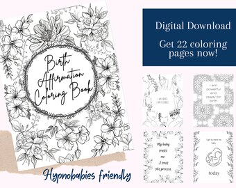 Livre de coloriage pour les affirmations de naissance | Adapté aux hypnobabes (téléchargement numérique)