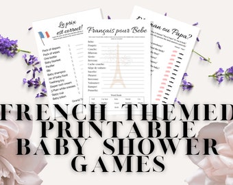 French Theme Baby Shower Games, Printable Bebe Shower (Digital Download)