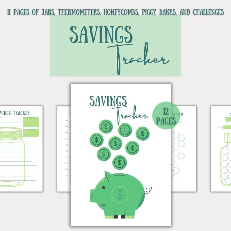 Savings Tracker Printable PDF | Visual Savings Jar, Piggy Bank ...