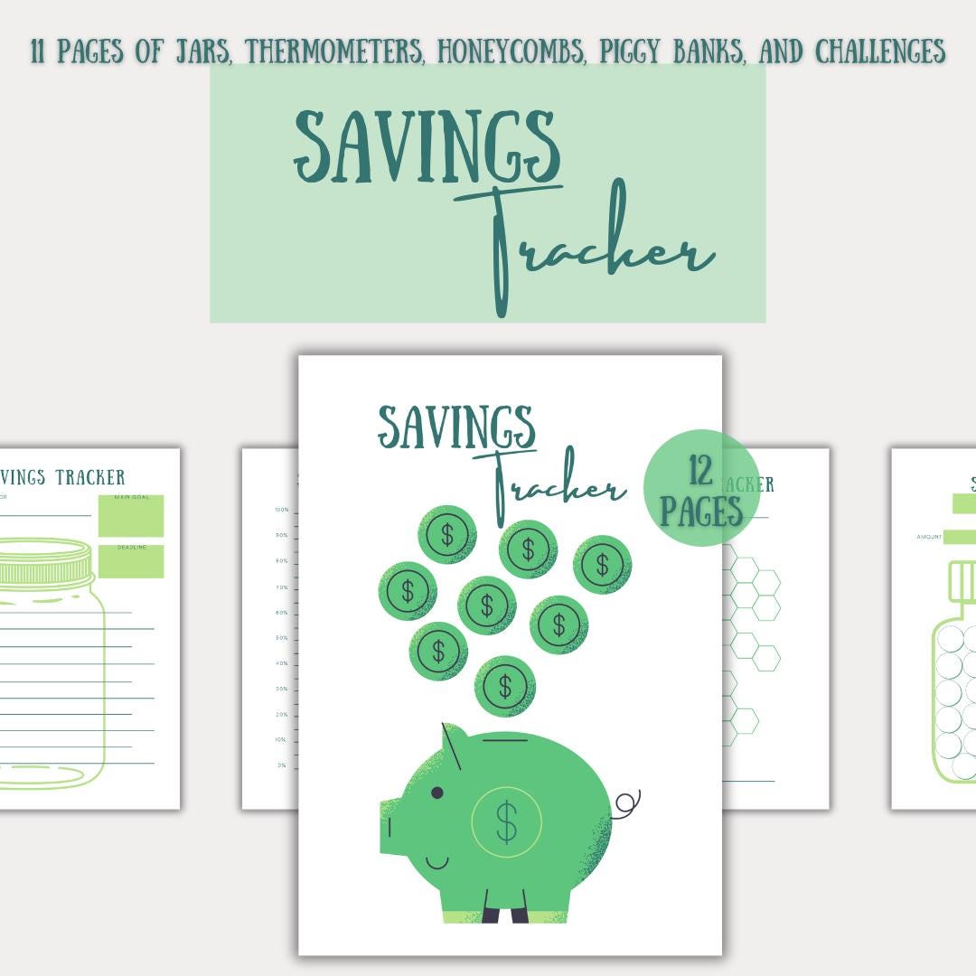 Savings Tracker Printable PDF | Visual Savings Jar, Piggy Bank ...