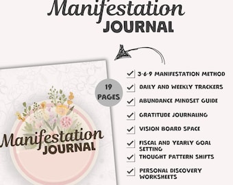 Manifestation Journal Printable, Law of Attraction Planner, Daily Manifesting Tracker, Abundance Mindset Worksheets, Vision Board
