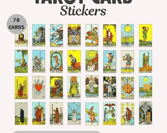 78 Tarot Card Digital Stickers, Printable Rider Waite Tarot Cards, Tarot JPG Sticker Pack, Journal and Goodnotes Planner Stickers