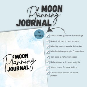 Moon Planner | Lunar Cycle Journal | Manifestation and Reflection | New and Full Moon Spreads | Moon Phase Tracking