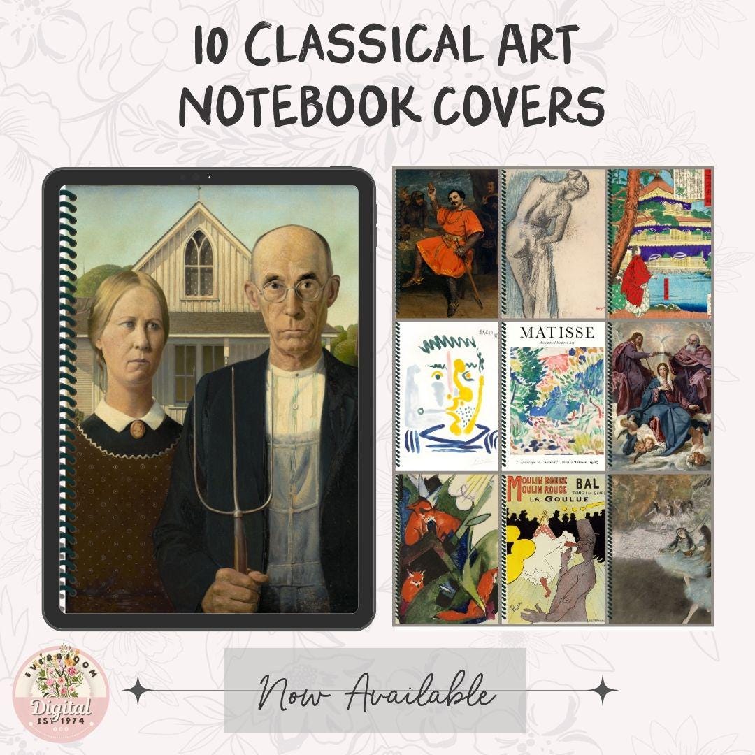 Classical Note Computer Case Classical Art Digital Notebook Covers | 10 Printable Journal Covers A4 ...
