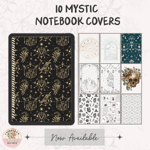 Cubiertas para cuadernos digitales místicos / 10 portadas de diario de brujas PNG en A4, A5 y carta (EE. UU.) / Cubiertas imprimibles de Goodnotes para planificadores y diarios