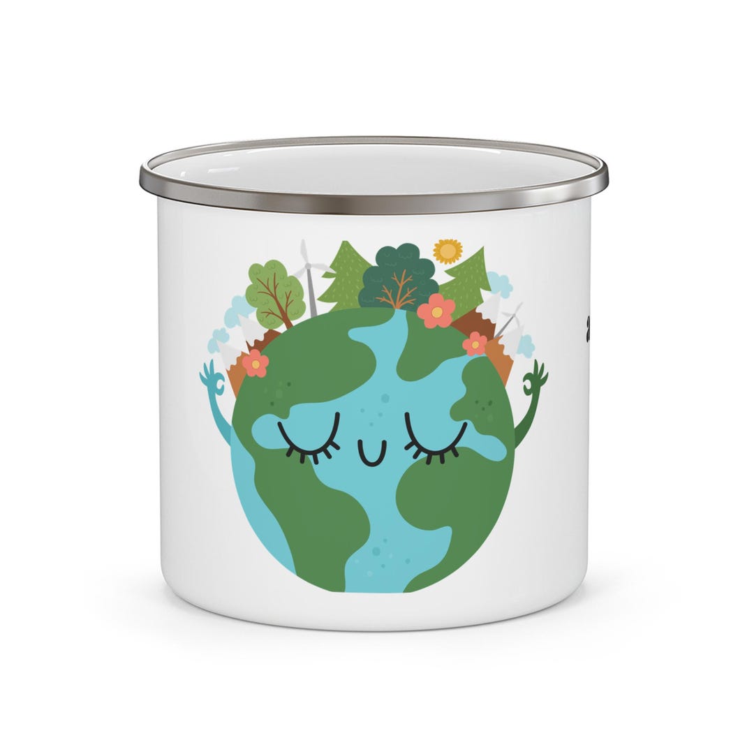 EARTH DAY 2025 - Earth Worth Saving, Eco-friendly Enamel Camping Mug ...