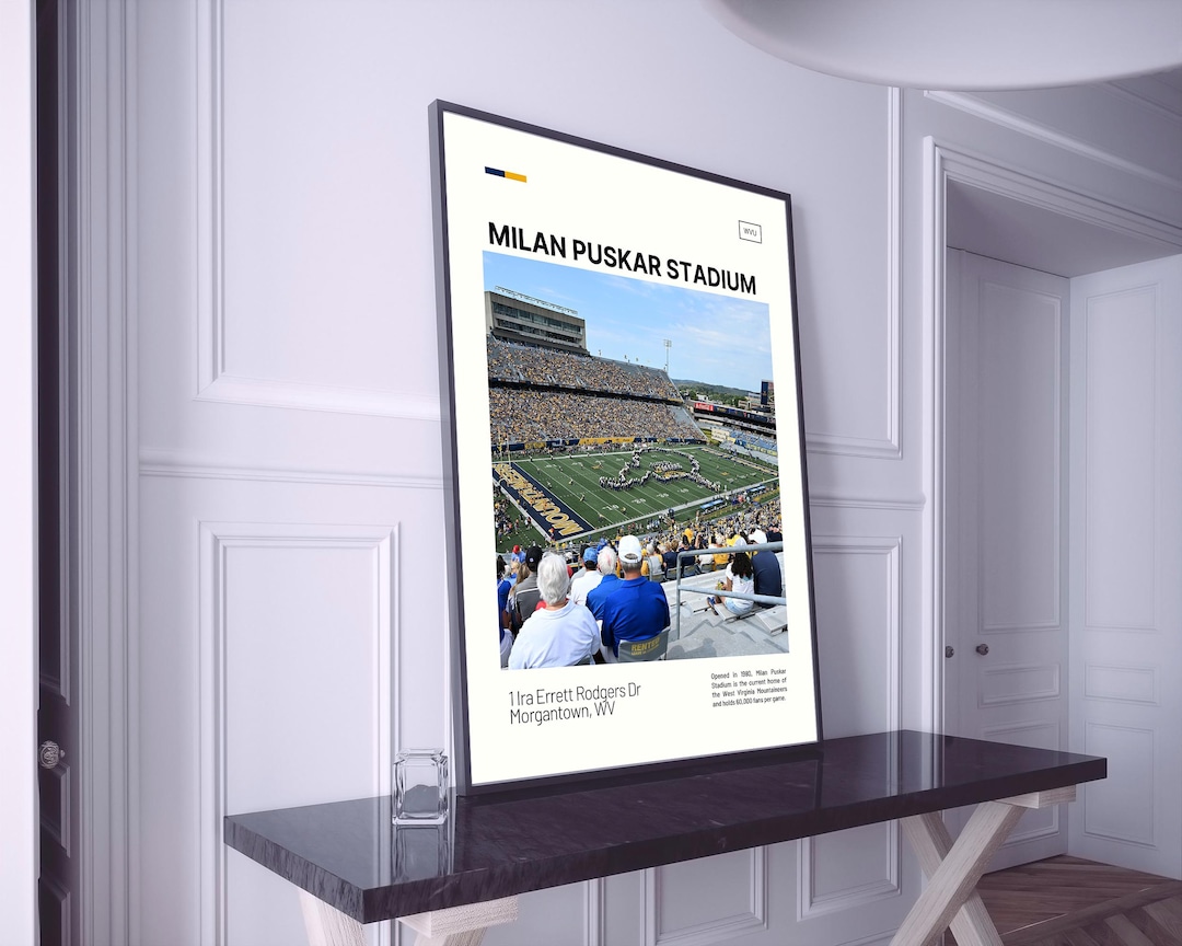 Milan Puskar Stadium Poster, West Virginia Mountaineers Poster, NCAA