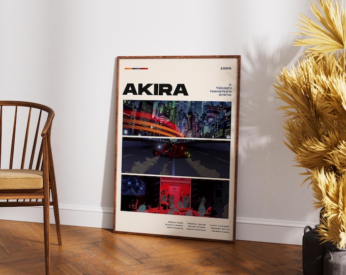 Affiche d'Akira, affiche de film d'Akira, impression d'Akira, impression d'art mural manga, affiche d'anime, impression d'anime minimaliste, impression d'art rétro vintage