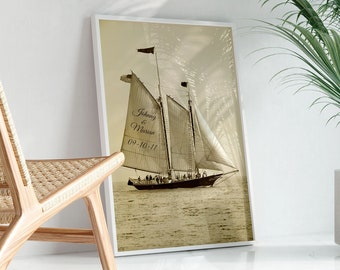 Personalized Sailboat Print, Sailboat Art, Sailboat Decor, Custom Art Print, Custom Nautical Gifts, Personalized Boat Print