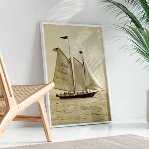 Personalized Sailboat Print, Sailboat Art, Sailboat Decor, Custom Art Print, Custom Nautical Gifts, Personalized Boat Print
