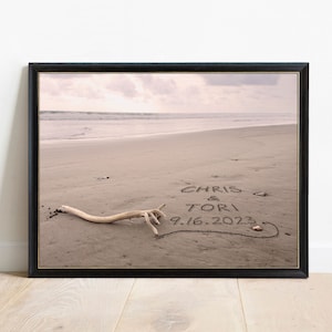 Personalized Names in Sand Photo, Coastal Decor, Custom Beach Art, Beach Wedding Gift, Newlywed Gift, Romantic Gift for Her