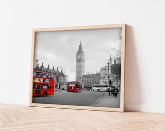 London Personalized Art, London Print, Name Digitally Painted on the Bus, Unique Wedding Gifts, Custom Anniversary Gifts, Anglophile Gift