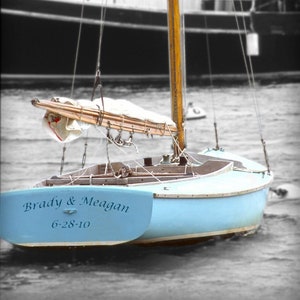 Personalized Sailboat Photo, Unique Nautical Gift for Weddings, Beach House Wall Art, Sailors Valentine, Gift for Sailor, Ocean Lovers Gifts