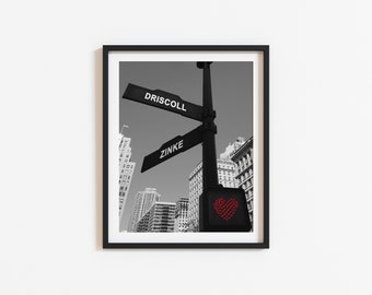 City Street Sign Print, Personalized Street Sign Art, Unique Valentines Day Gift, Gift for Wife, Custom Wedding Card