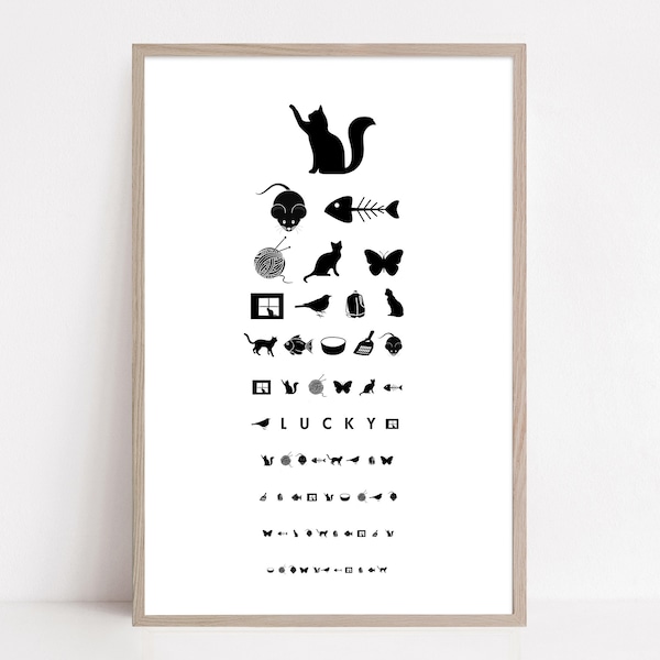 Custom Cat Eye Chart, Pet Corner Décor, Pet Room Print, Vet Wall Art, Cat Room Art, Cat Lover Gift, Cat Adoption Gift, Vet Décor