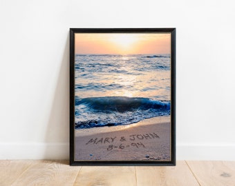 Personalized Sunset Beach Print, Personalized Gift for Beach Lover, Beach House Décor, Custom Couples Print, Beach Wall Art