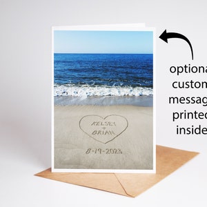 Personalized Beach Card, Custom Wedding Card, Beach Stationary, Names in Sand, Message in Sand, Beach Themed Wedding Card, Sand Writing Card image 4
