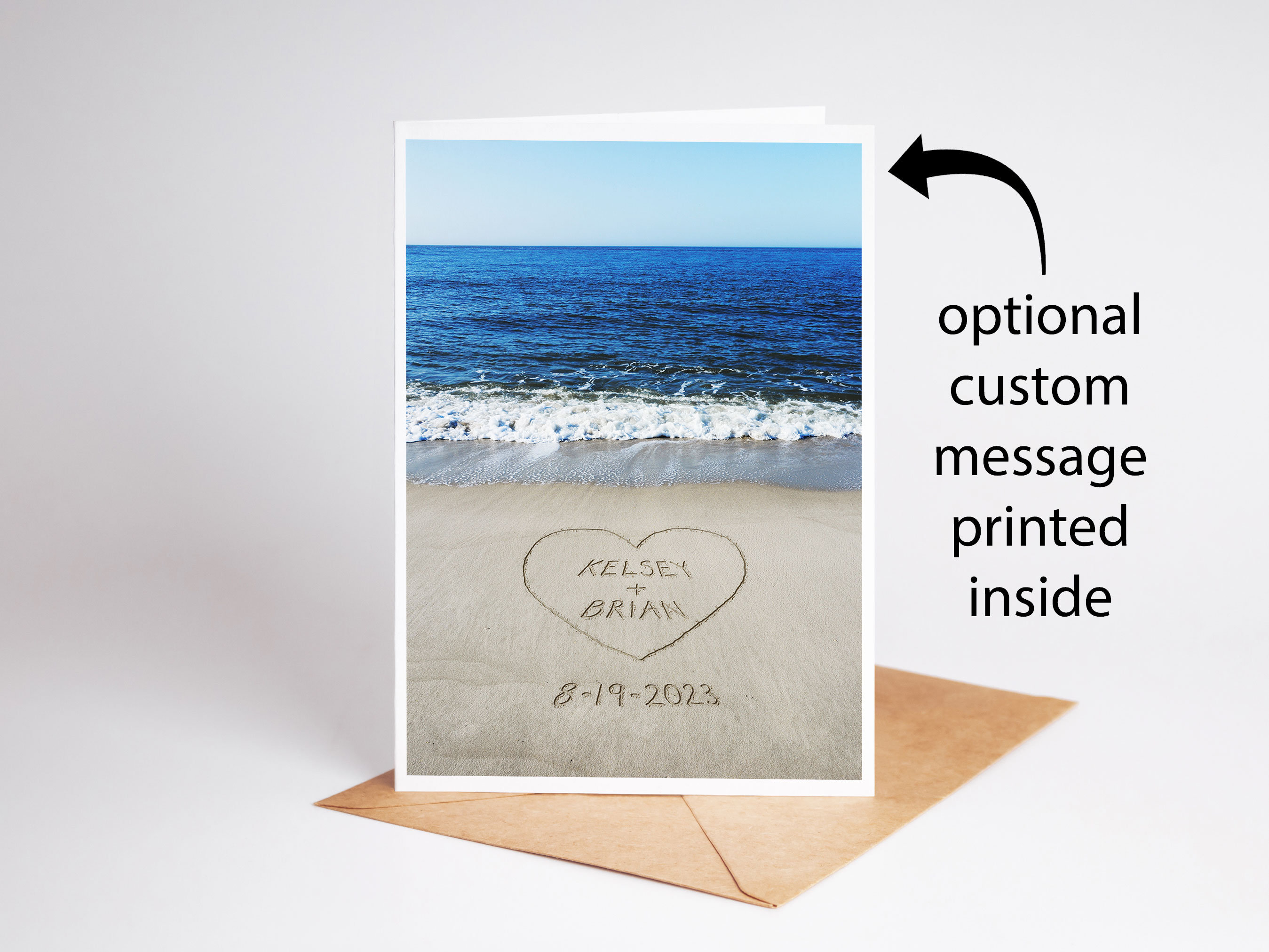 Personalized Beach Card, Custom Wedding Card, Beach Stationary, Names ...