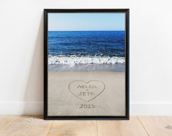 Sand Writing Personalized Print, Beach Wall Art, Beach Decor, Couples Gift, Custom Gift for Her, Boyfriend Gift, Wedding Shower Gift