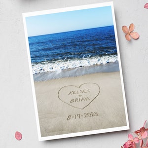 Personalized Beach Card, Custom Wedding Card, Beach Stationary, Names ...