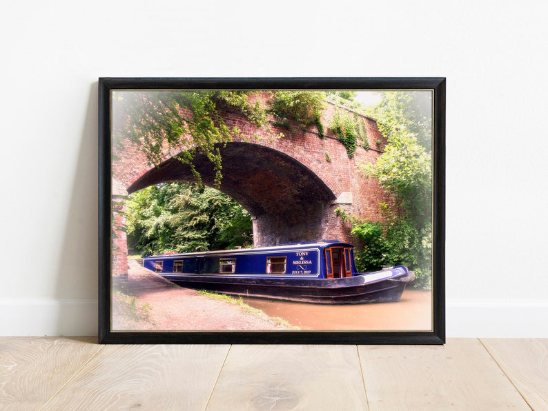 Canal Boat Personalized Print, Boating Gifts, Boat Art, Boater Gift, Canal Boat Print, Narrow Boat, Canal Boat Art, Boat Decor, Couples Gift image 1
