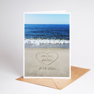 Personalized Beach Card, Custom Wedding Card, Beach Stationary, Names in Sand, Message in Sand, Beach Themed Wedding Card, Sand Writing Card image 10