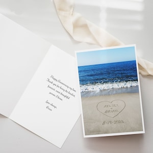 Personalized Beach Card, Custom Wedding Card, Beach Stationary, Names in Sand, Message in Sand, Beach Themed Wedding Card, Sand Writing Card image 5