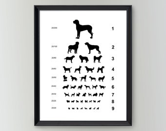 Dog Eye Chart Print, Vet Décor, Gift for Veterinarian, Vet Tech Gift, Animal Doctor Décor, Pet Room Print, Dog Wall Art, Optometry Poster