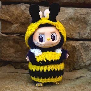 Labubu crochet Bee 2 piece outfit