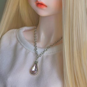 1/3 scale BJD Doll chain necklace with dangle pink stone pendant