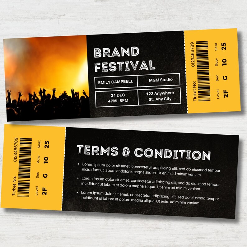 Ticket Bottom Editable Concert Ticket Template | Custom Concert Ticket | Printable ...