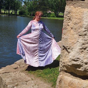 Particolor Panne Velvet Kirtle | “Calliope” | Custom Made | OnceUponATimeGowns | Medieval Gown for Women