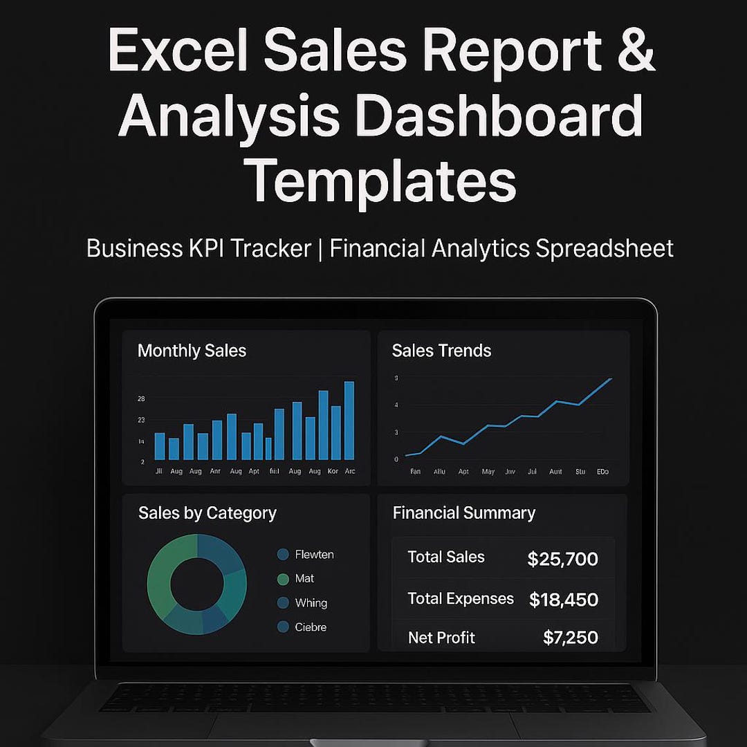 Excel Sales Report & Analysis Dashboard Templates | Business KPI ...