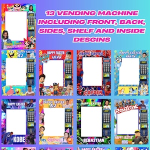 Easter Vending Machine Template: Kids Characters, Editable in Canva (Digital Download)