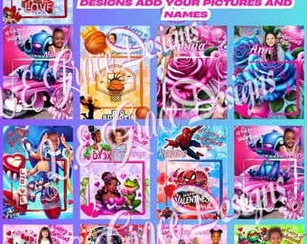 24 Jumbo Valentine's Day Card Bundle Printable Candy & Snack Gift Cards | DIY Treat Valentines for Kids Editable in Canva (Digital Download)