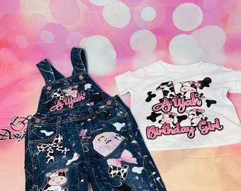 Custom Denim Overalls Birthday Outfit: Rodeo, Farm, or Character Theme