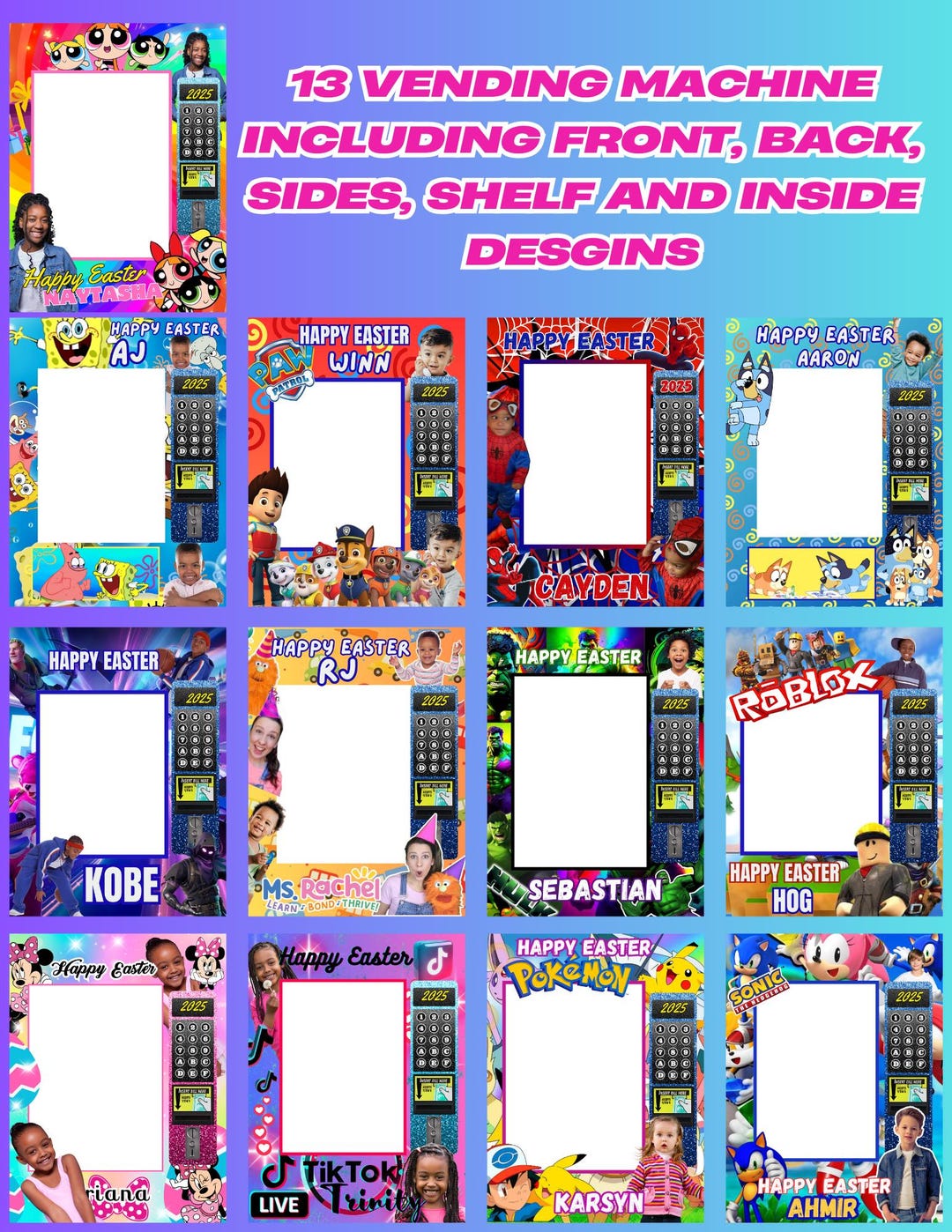 Easter Vending Machine Template Kids Characters Editable In Canva